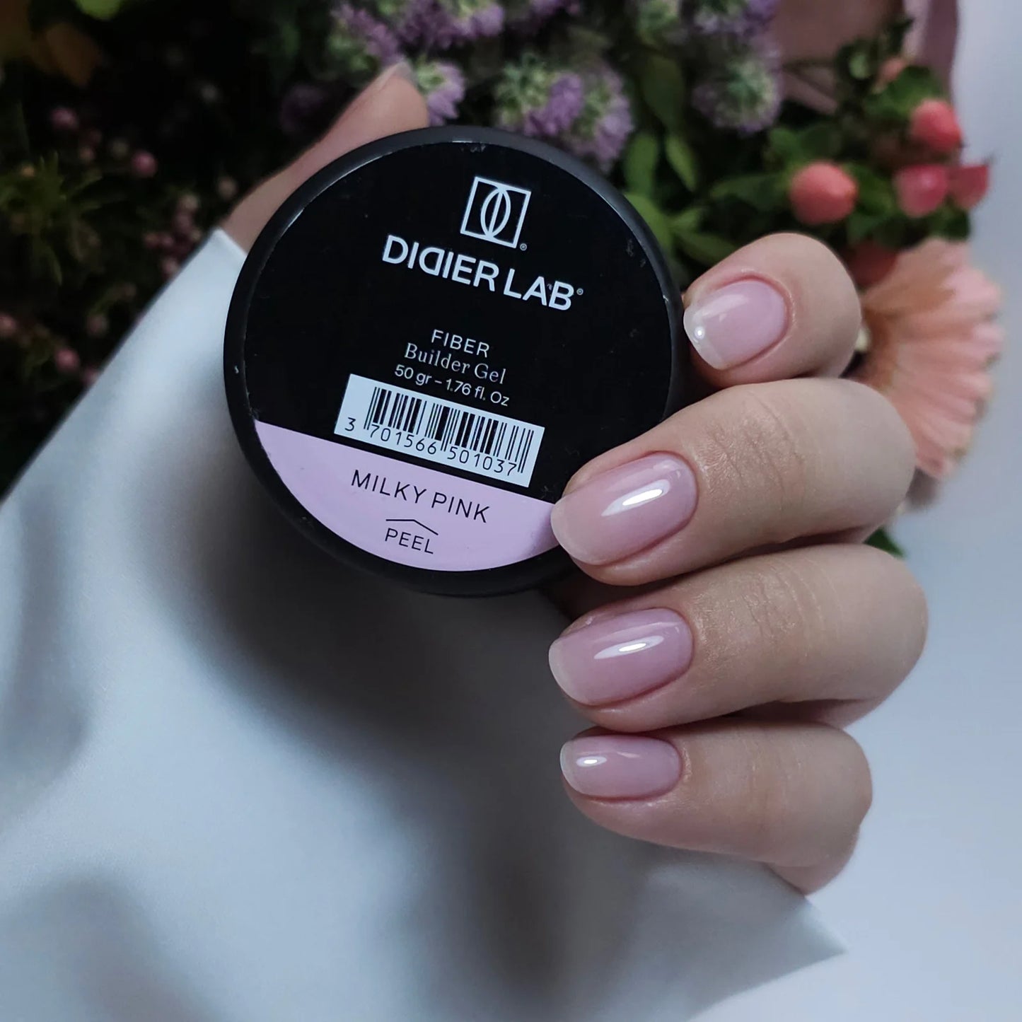 Fiber builder gel "Didier Lab", Milky Pink, 50gr