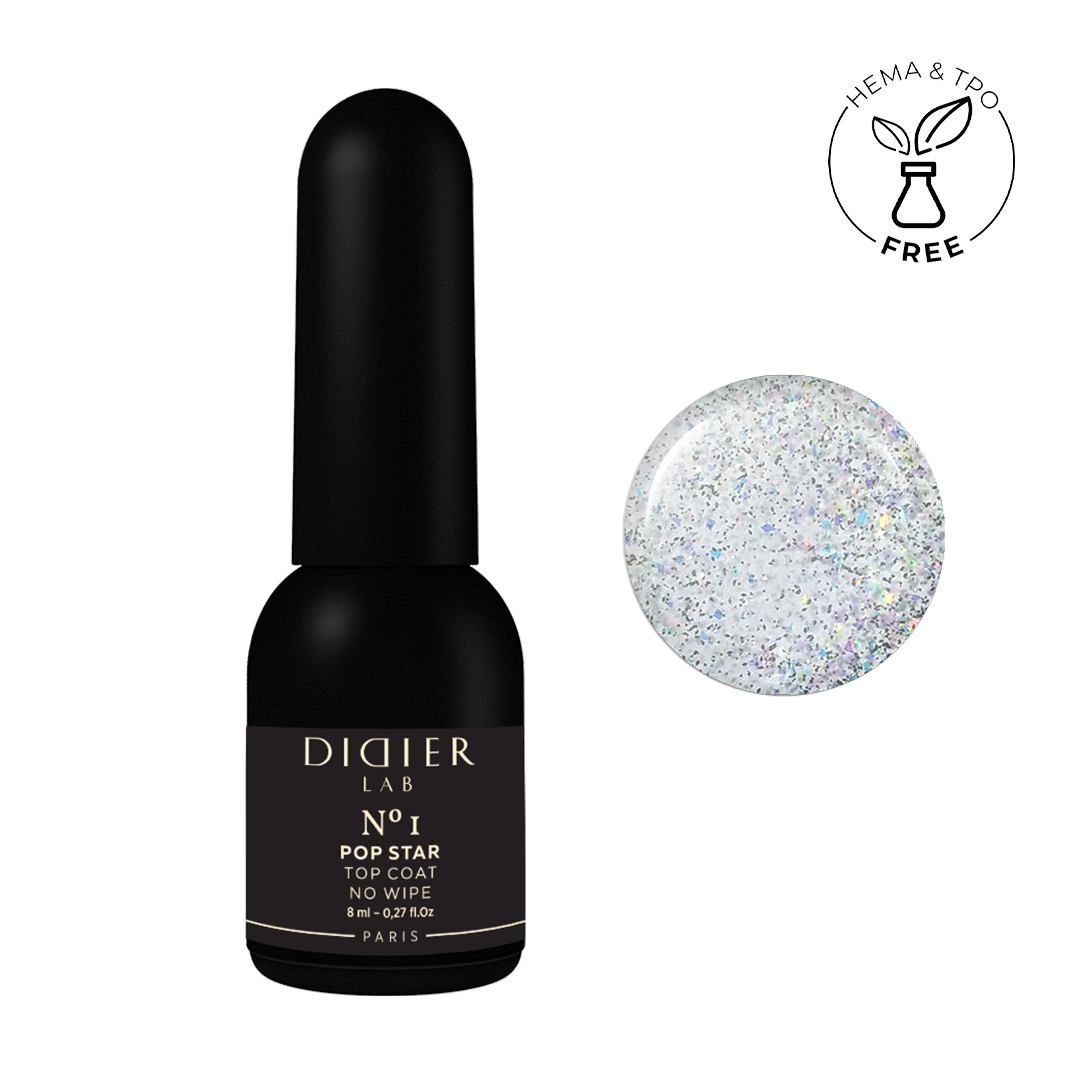 Gēla lakas pārklājums Top coat no wipe "Didier Lab", Pop Star no1