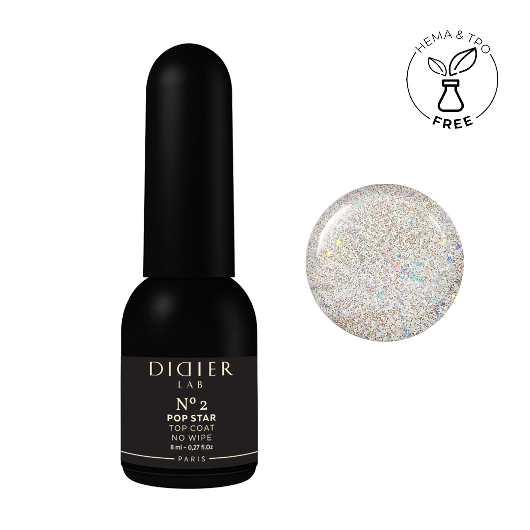 Gēla lakas pārklājums Top coat no wipe "Didier Lab", Pop Star no2