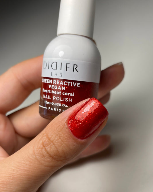 Green reactive, vegāniskā nagu laka "Didier Lab", heart beat coral, 10ml