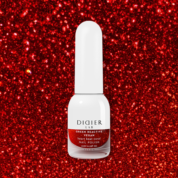 Green reactive, vegāniskā nagu laka "Didier Lab", heart beat coral, 10ml