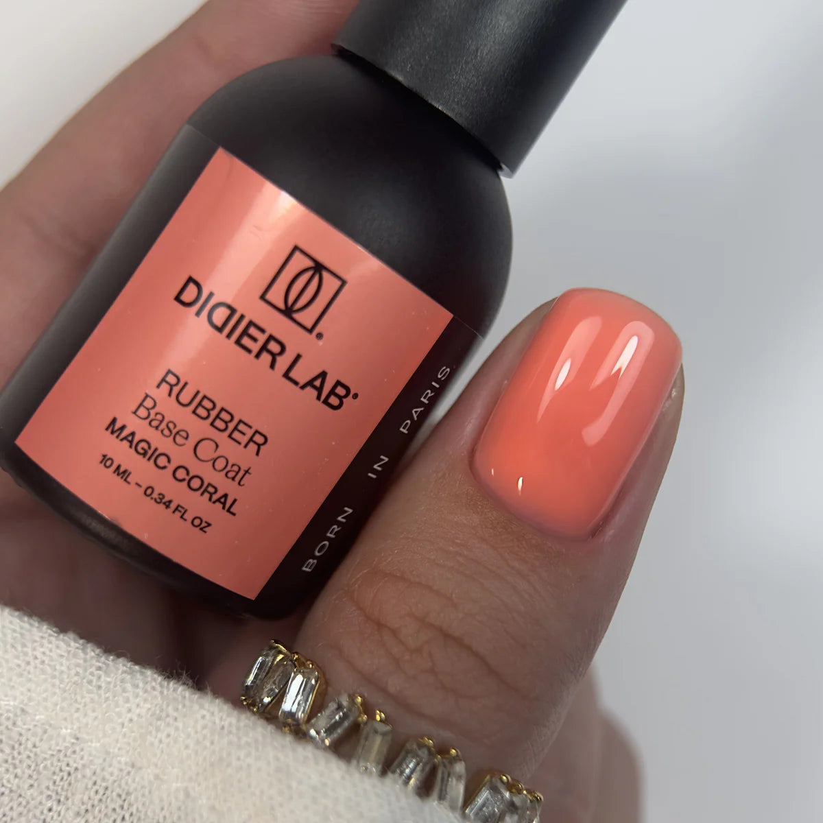 Gēla laka, Rubber base coat, magic coral, 10ml Bez HEMA&TPO