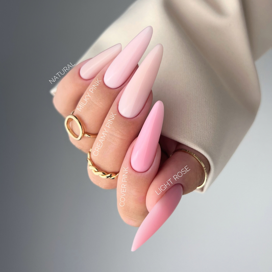 Gēla lakas Rubber base coat milky pink 10ml