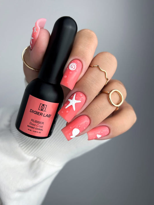 Gēla laka, Rubber base coat, magic coral, 10ml Bez HEMA&TPO