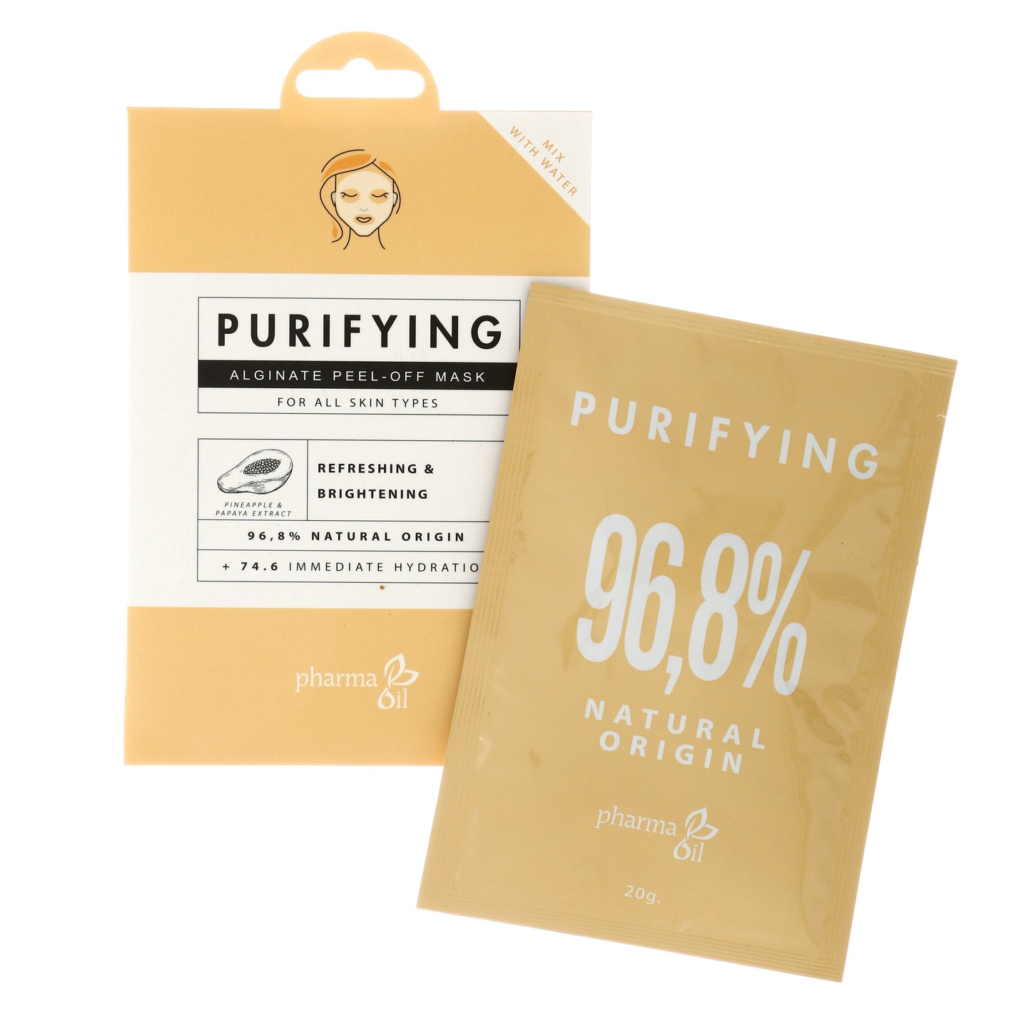 Attīroša aļģu pīlinga maska ar ananāsu un papaijas ekstraktu, "PHARMA OIL", 20 g