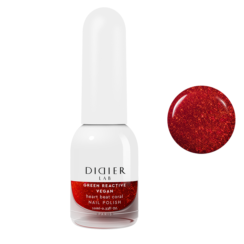 Green reactive, vegāniskā nagu laka "Didier Lab", heart beat coral, 10ml